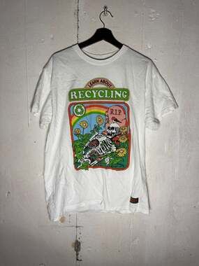 Steven Rhodes Learn About Recycling Skeleton Graphic White T-Shirt